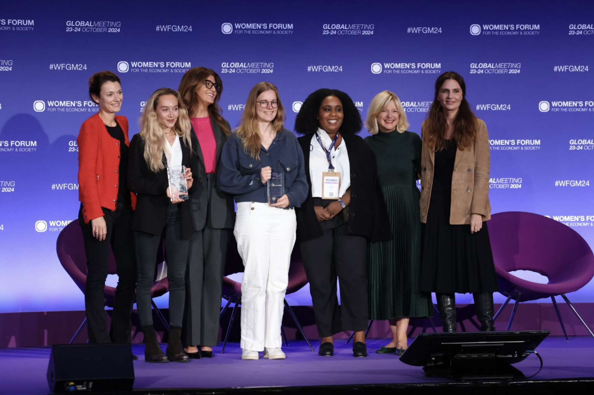 Finalists and winners of the program during the last edition of the Women's Forum Global Meeting.