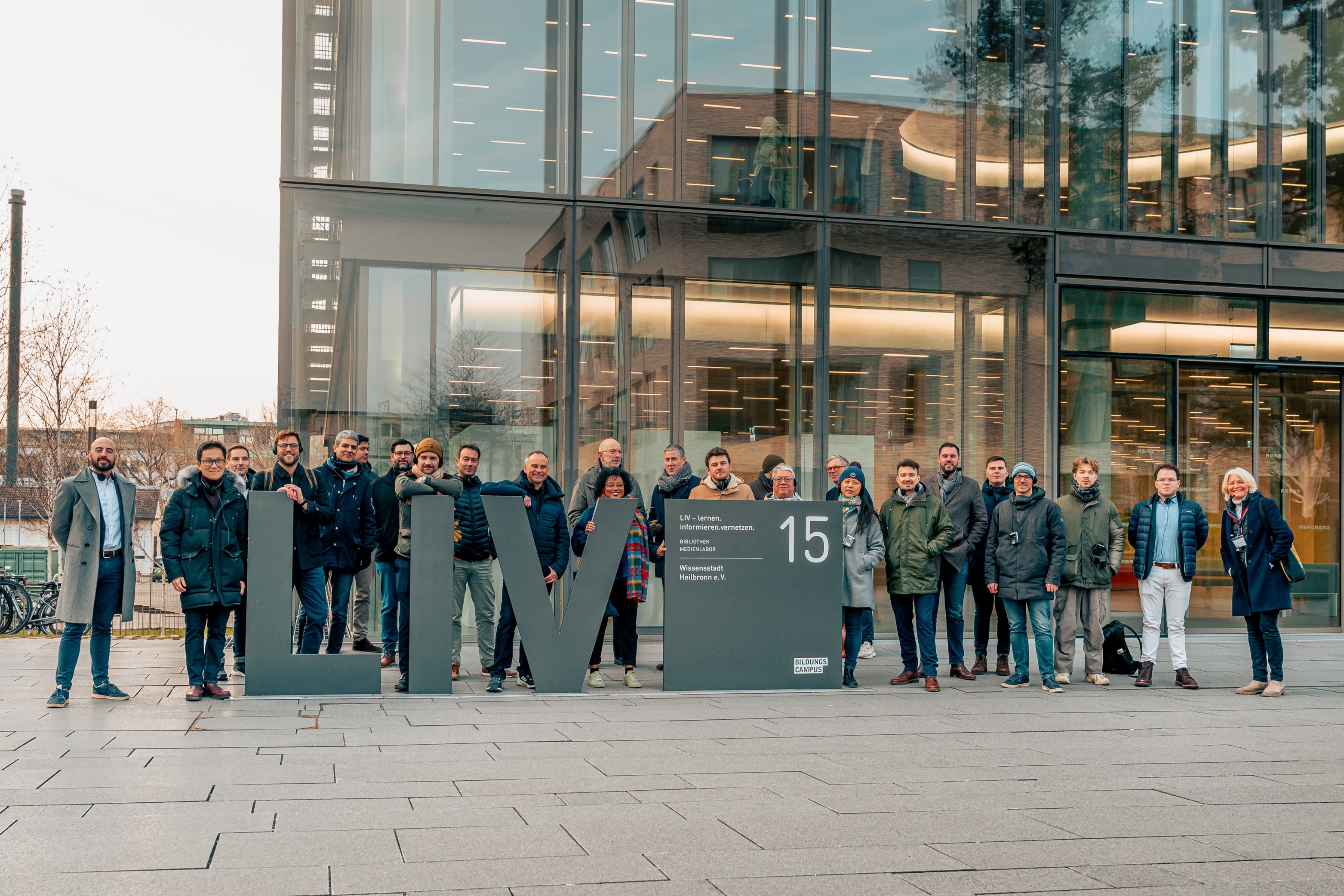 Tour with ventures and mentors at the TUM Campus Heilbronn space.