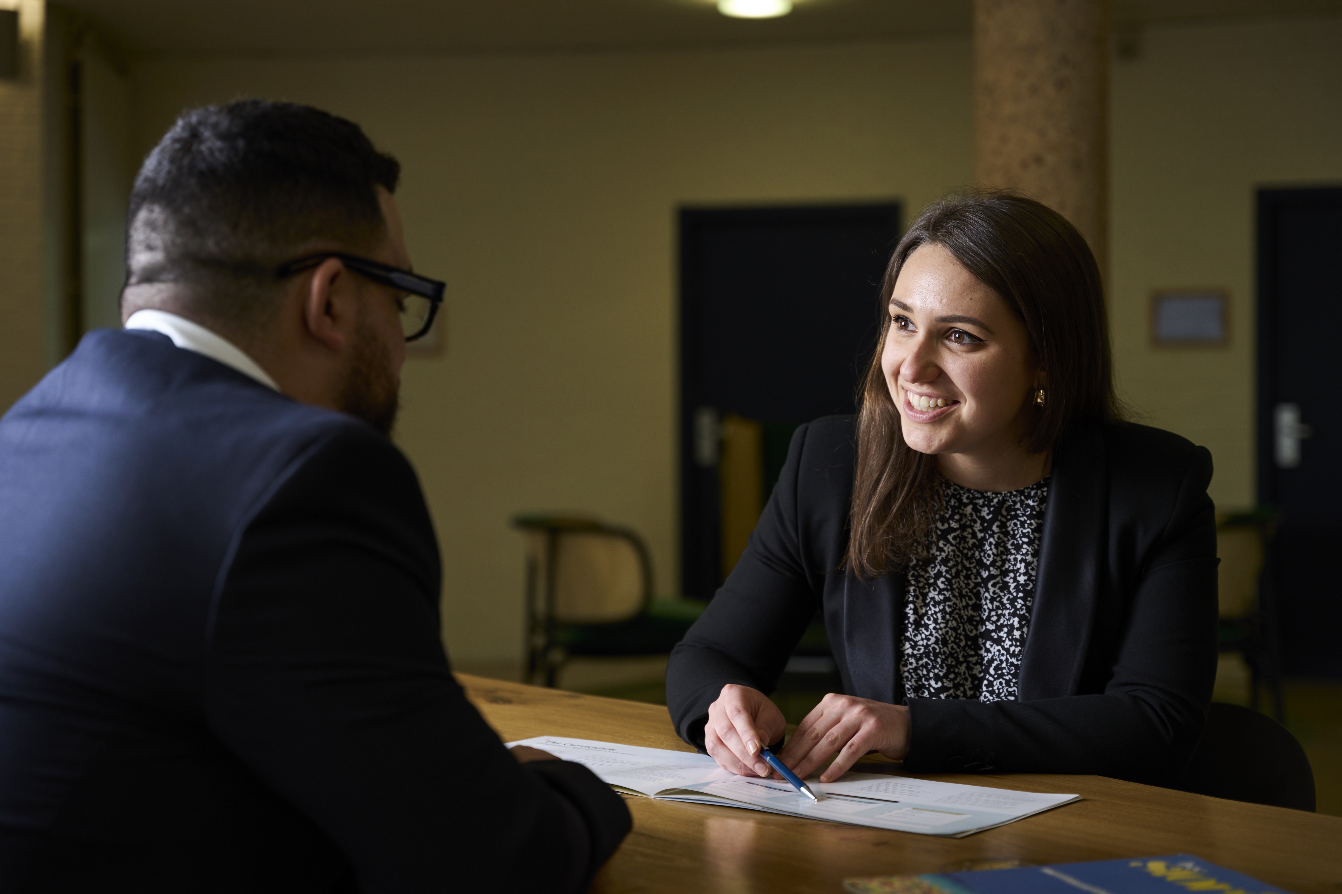 Student chatting with a recruiter