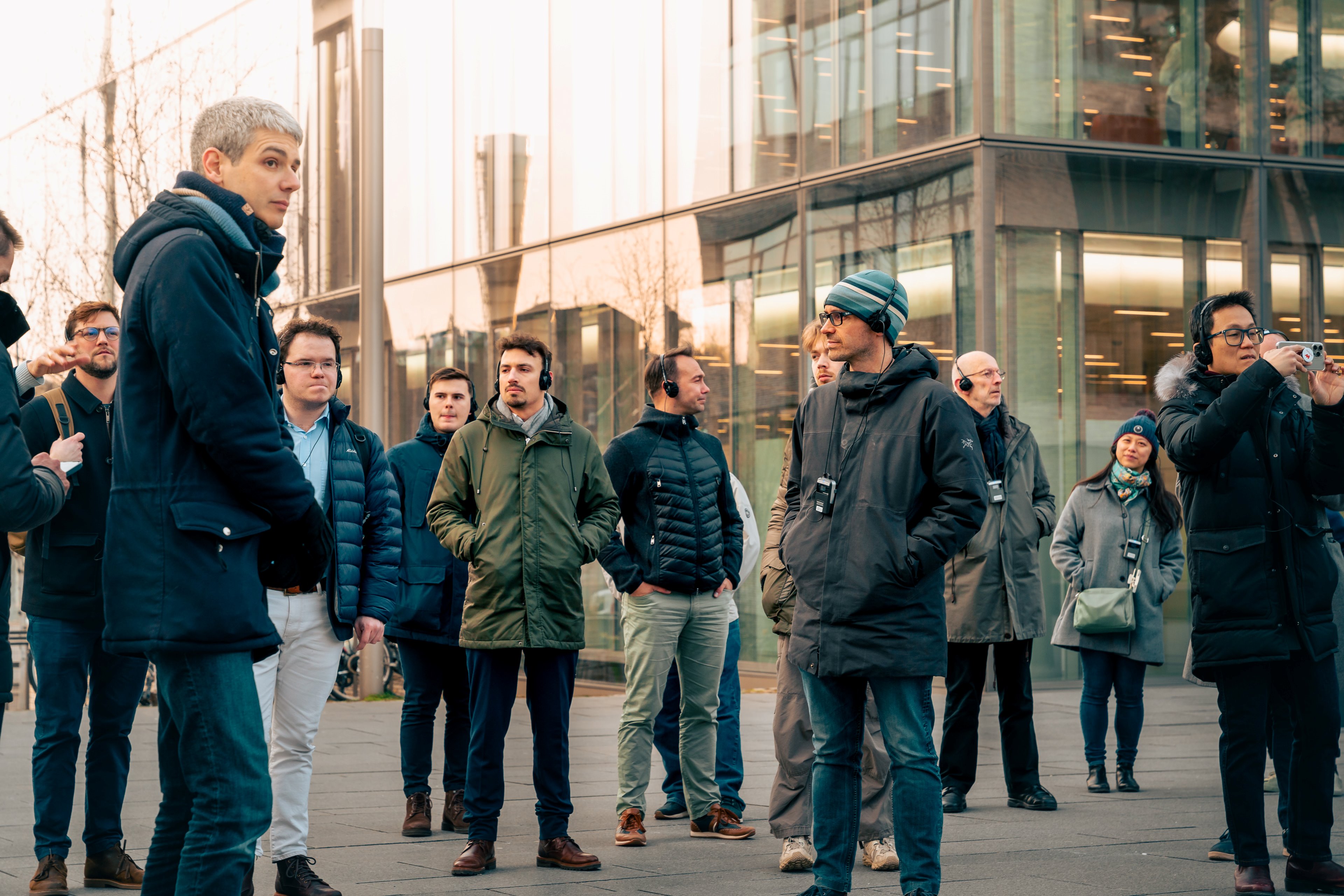 Tour with ventures and mentors at the TUM Campus Heilbronn space.