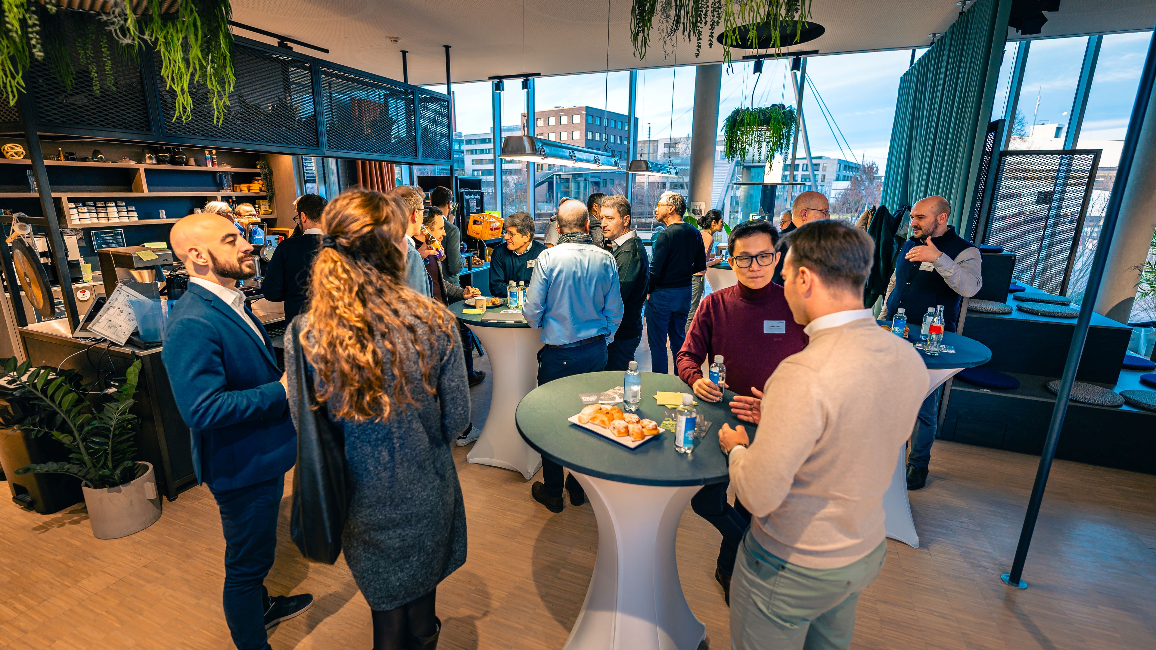 Interaction among members of the CDL ecosystem at the Campus Founders site. In the background, you can almost see the soon-to-be-completed Gravity building.