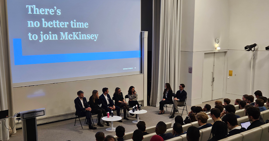 McKinsey's recruitment event, held on October 8, 2024 on the HEC Paris campus. Students interacted with McKinsey's senior executives, who shared their perspectives on the diverse career opportunities the consulting firm offers around the world.