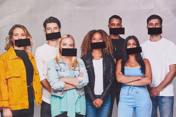 Young People With Mouths Covered With Tape